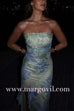 Margovil Strapless Ruffle Slit Floral Print Maxi Dress