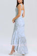 Margovil Sleeveless Ruched Waist Ruffle Hem Jacquard Maxi Dress