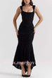 Margovil Sleeveless Ruched Waist Ruffle Hem Jacquard Maxi Dress