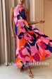 Margovil Halter Backless Cut Out Printed Maxi Pleated Dress