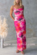 Backless Lace-up Floral Print Bodycon Maxi Cami Dress