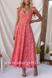 Bow Shoulder Floral Print Flowy Maxi Cami Dress