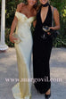Margovil Off Shoulder Backless Cut Out Satin Maxi Dress