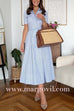 Short Sleeves Button Down Tie Waist Striped A-line Midi Dress