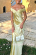 Margovil Off Shoulder Backless Cut Out Satin Maxi Dress