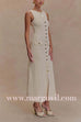 Margovil Sleeveless Button Down Slit Ribbed Knit Maxi Dress