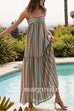Spaghetti Strap Rainbow Stripes Ruffle Maxi Holiday Dress