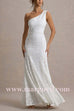One Shoulder Sleeveless Floral Lace Maxi Dress