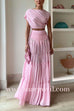 Ruched Crop Top and Elastic Waist Ruffle Tiered Maxi Skirt Set