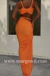 Margovil Crop Cami Top and Cut Out Ruched Maxi Skirt Set