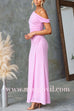 Asymmetric One Shoulder Ruched Wrap Maxi Dress