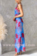 Low-cut Back Sleeveless Floral Print Maxi Dress