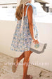 Margovil Striped Tie Shoulder Floral Print Mini Cami Dress
