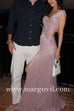 V Neck One Shoulder Cut Out Waist Metallic Maxi Party Dress