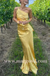 Margovil One Shoulder Open Back Tie Knot Satin Maxi Dress