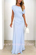 One Shoulder Ruched Waist Maxi Party Dress