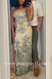 Margovil Strapless Ruffle Slit Floral Print Maxi Dress