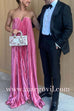 Strapless V Neck Pleated Maxi Party Dress