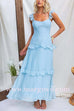 Backless Lace-up Ruffle Trim Sleeveless Maxi Dress