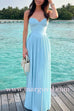 Margovil Strapless V Neck Corset Pleated Maxi Dress
