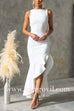 Sleeveless Lace-up Backless Ruffle Hem Slit Maxi Dress