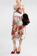 Floral Print Ruched Crop Cami Top and High Waist Midi Skirt Set