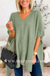 10 Colors V Neck Loose Fit Solid Poncho Sweater
