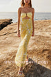 Margovil Strapless Tie Back Cut Out Floral Print Maxi Dress