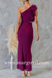 Frill One Shoulder Sleeveless Cut Out Waist Mesh Maxi Dress