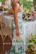 One Shoulder Ruched Floral Print Maxi Party Dress
