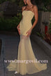 Margovil Strapless Tube Flare Mesh Maxi Party Dress