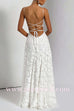 Margovil Spaghetti Strap Backless Lace-up Jacquard Maxi Dress