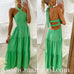 Halter-neck Open Back Tiered Maxi Vacation Dress