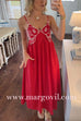 Margovil Spaghetti Strap Twin Fish Embroidery Maxi Dress