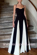 Margovil Low Cut Color Block Swing Maxi Cami Dress