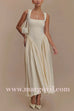 Margovil Elegant Square Neck Sleeveless Flowy Maxi Dress