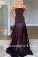 Margovil Strapless Satin Patchwork Flare Maxi Dress