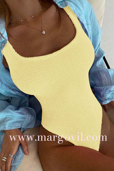 Margovil Low Back High Cut Crinkle One Piece Swimsuit
