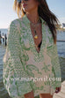 Margovil Collared V Neck Shirt and Side Slit Shorts Vitamin Sea Print Set