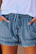Margovil Drawstring Waist Pockets Raw Hem Shorts