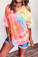 Margovil Cold Shoulder Short Sleeve Tie Dye T-shirt