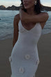 Margovil Open Back Flowers Applique Knitting Maxi Vacation Dress