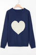 Margovil Color Block Love Heart Knit Sweaters