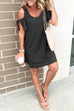 Margovil Cold Shoulder Short Sleeve Solid Dress