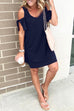 Margovil Cold Shoulder Short Sleeve Solid Dress