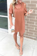 Margovil Cold Shoulder Short Sleeve Solid Dress