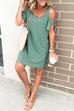 Margovil Cold Shoulder Short Sleeve Solid Dress