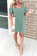 Margovil Cold Shoulder Short Sleeve Solid Dress