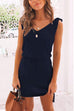 Margovil V Neck Butterfly On Shoulder Drawstring Waist Dress