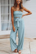Margovil Solid Off Shoulder Sleeveless Tie Waist Jumpsuit